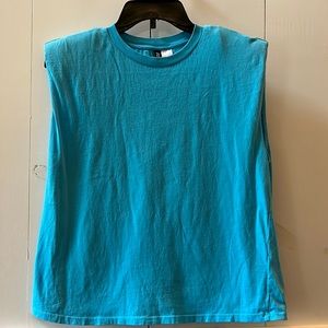 Divided Blue Muscle Tee with Shoulder Pads (Size S)